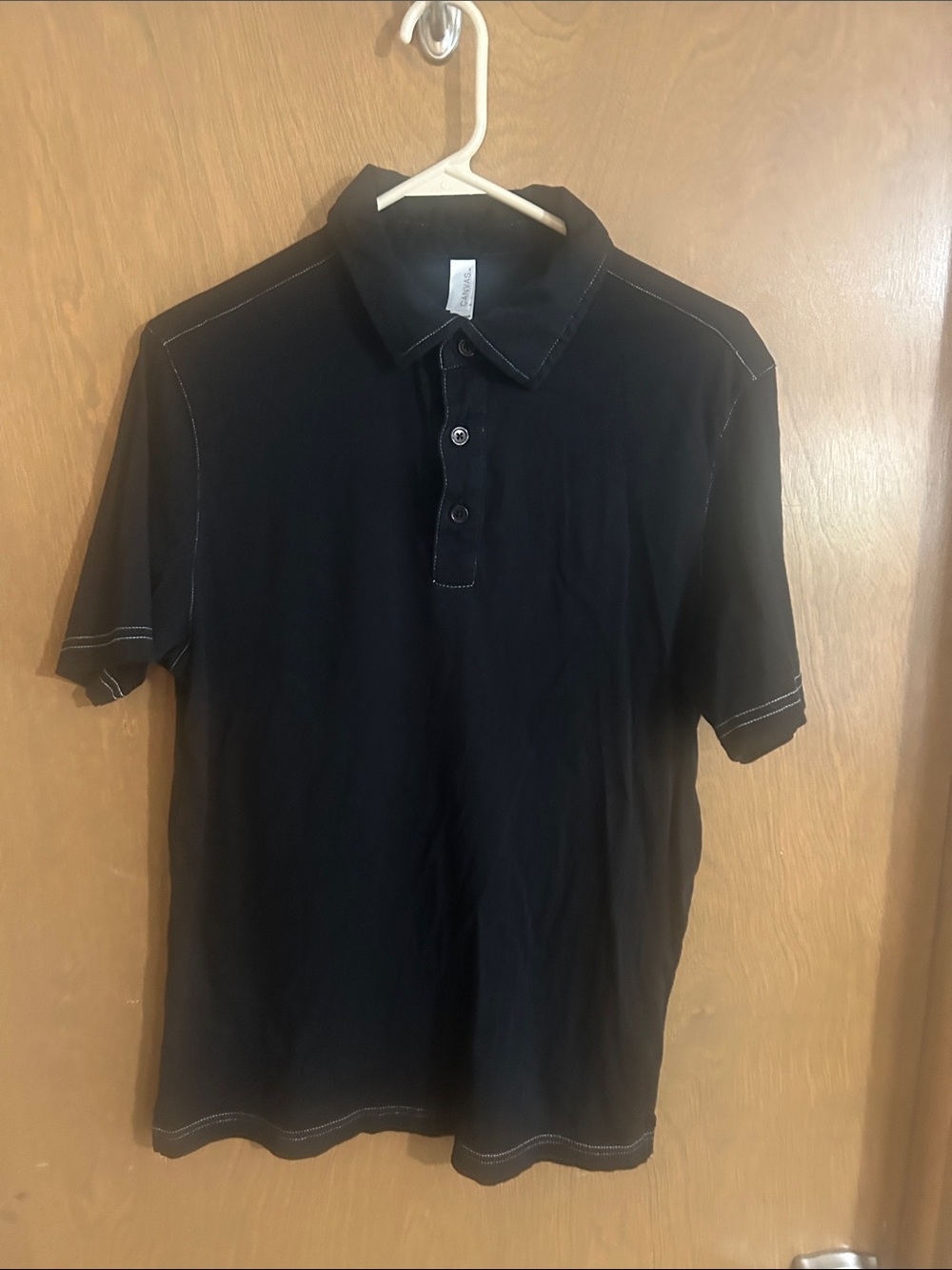 Men's Black Polo Shirt with Contrast Stitching